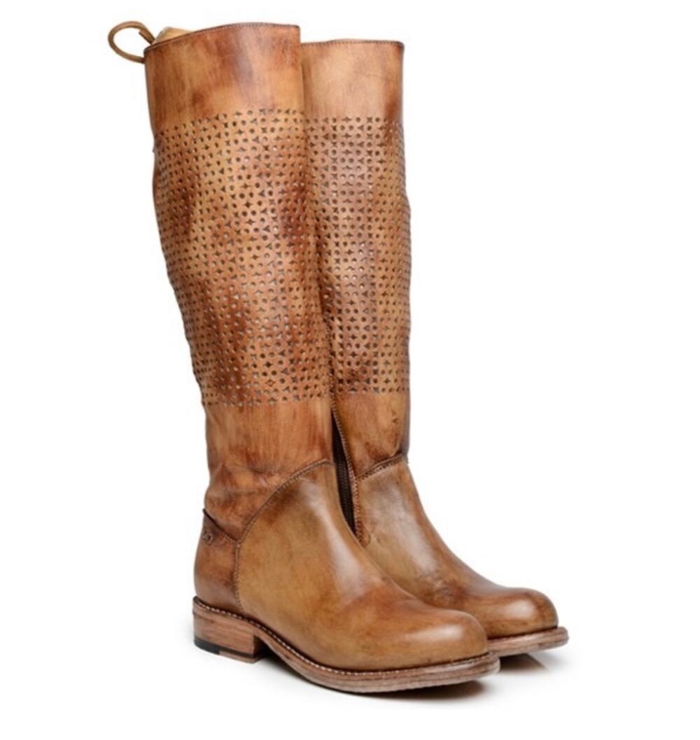 Bed Stu Cambridge Women’s 7.5 Tall Leather Boots Brown Perforated Lace Up